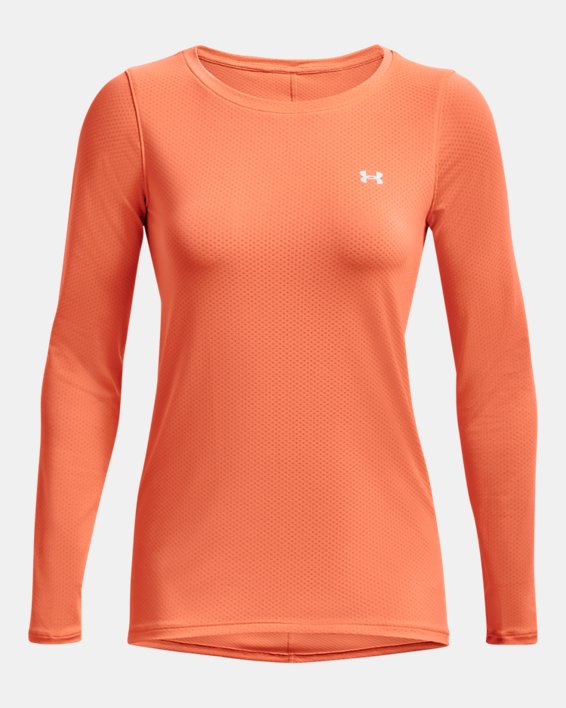 Women's HeatGear® Armour Long Sleeve in Orange image number 4
